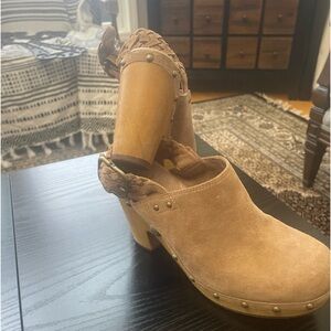 Ugg Suede strapped platform clogs